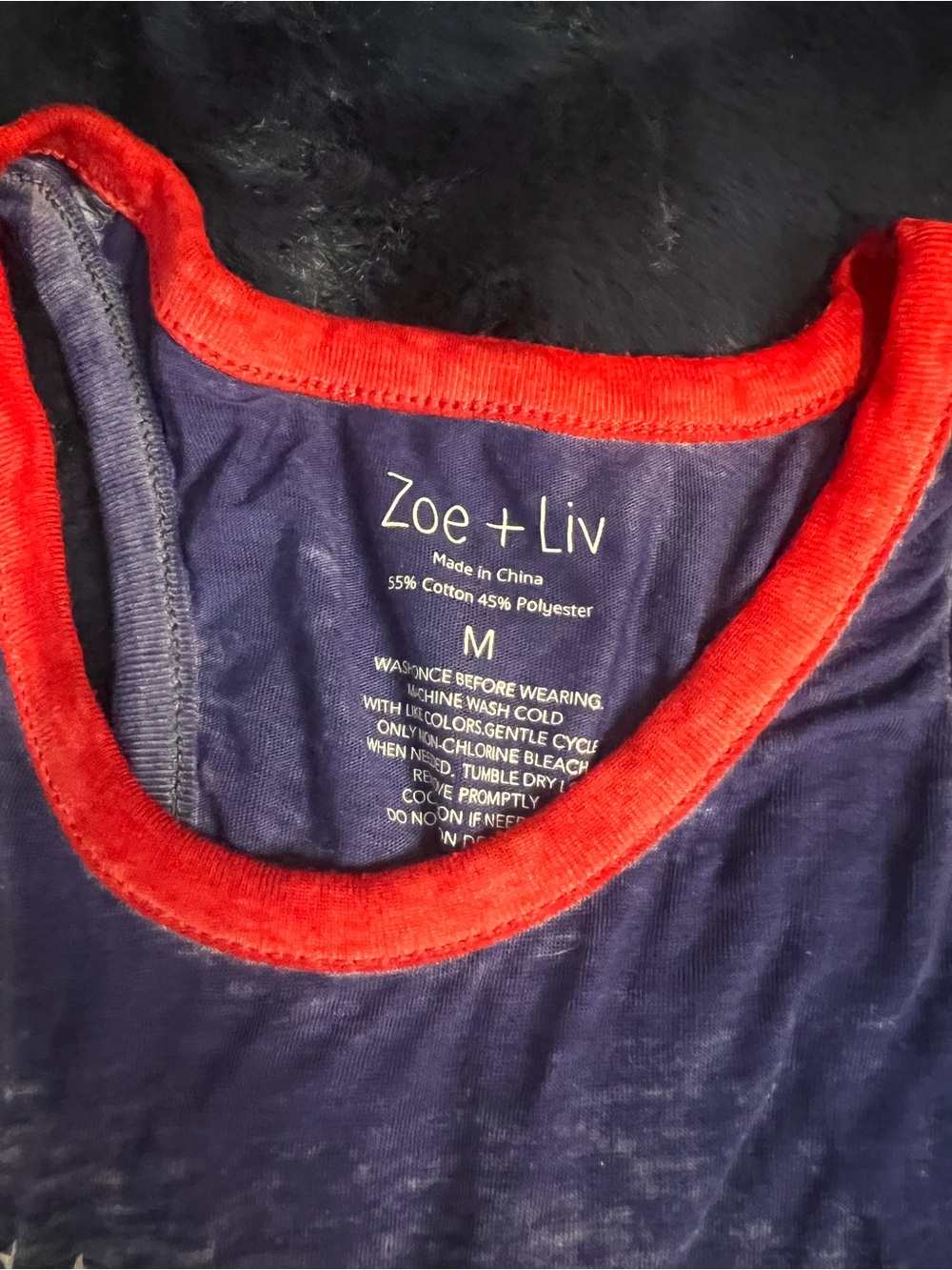Zoe + Liv Blue Tank Top with Red Trim and Flag Graphic - Picture 2 of 2